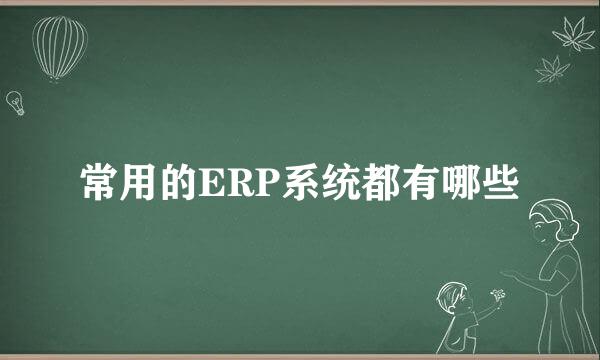 常用的ERP系统都有哪些