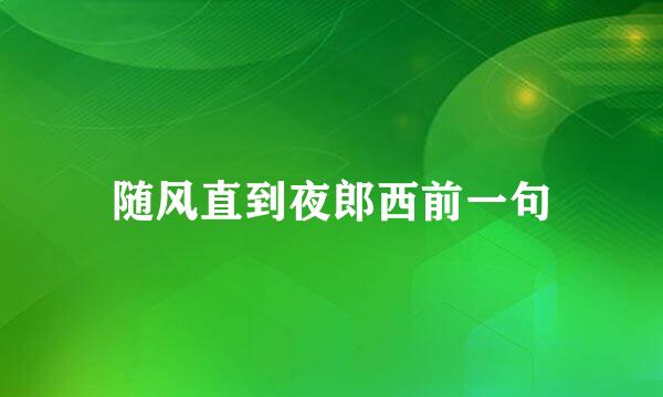 随风直到夜郎西前一句