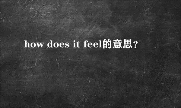 how does it feel的意思？