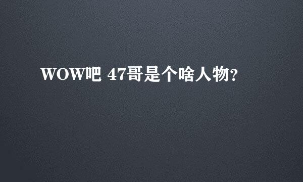 WOW吧 47哥是个啥人物？