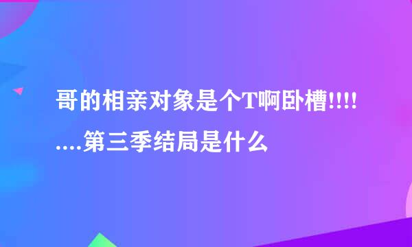 哥的相亲对象是个T啊卧槽!!!!....第三季结局是什么