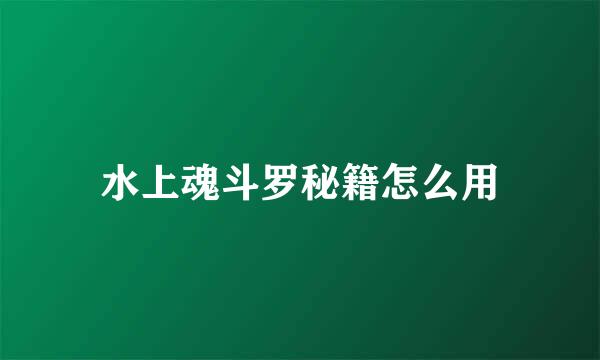 水上魂斗罗秘籍怎么用