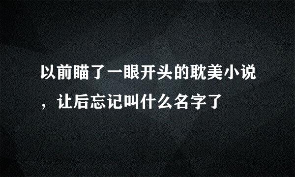 以前瞄了一眼开头的耽美小说，让后忘记叫什么名字了