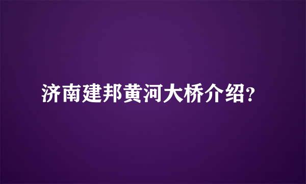 济南建邦黄河大桥介绍？