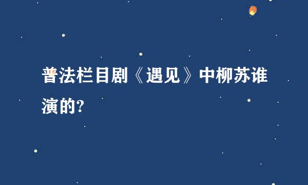 普法栏目剧《遇见》中柳苏谁演的?