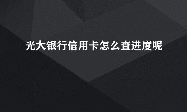 光大银行信用卡怎么查进度呢