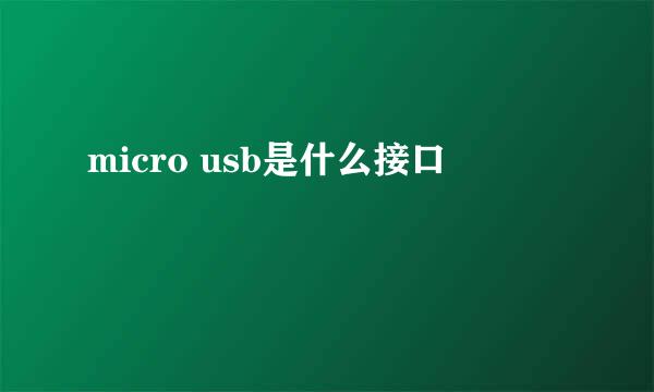 micro usb是什么接口