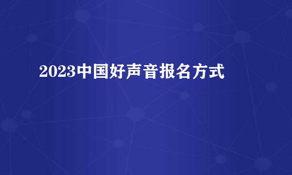 2023中国好声音报名方式