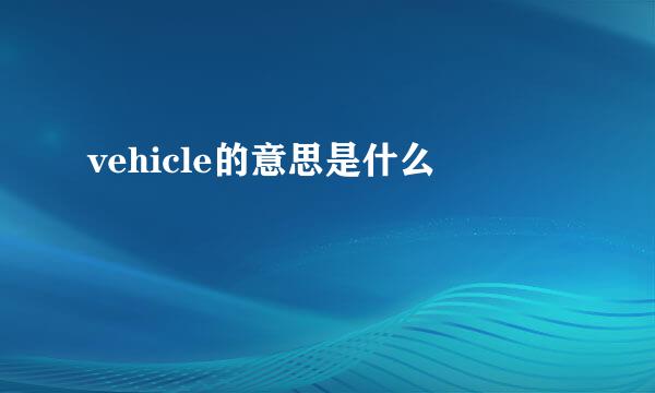 vehicle的意思是什么