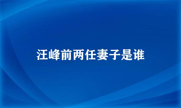 汪峰前两任妻子是谁