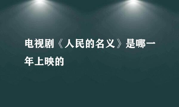 电视剧《人民的名义》是哪一年上映的