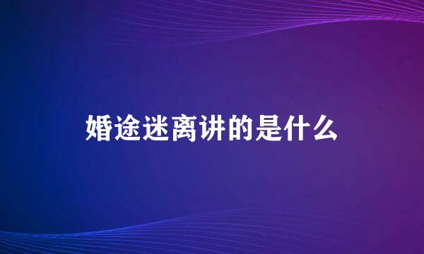 婚途迷离讲的是什么