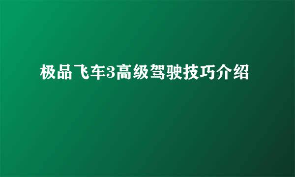 极品飞车3高级驾驶技巧介绍