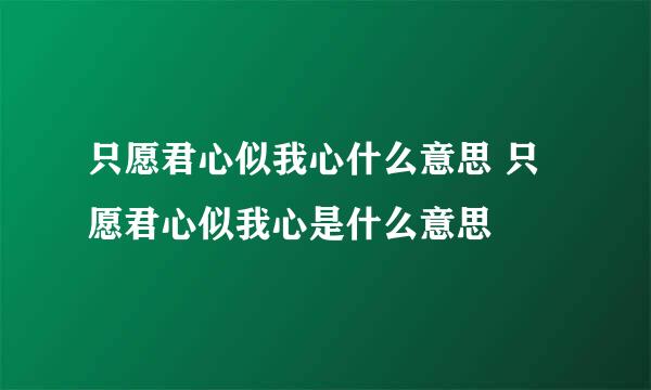 只愿君心似我心什么意思 只愿君心似我心是什么意思