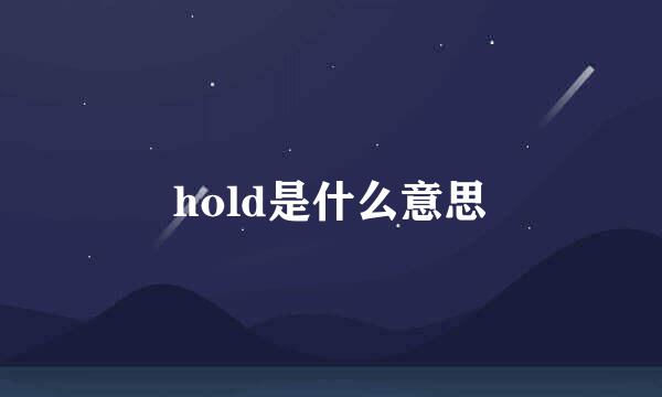 hold是什么意思