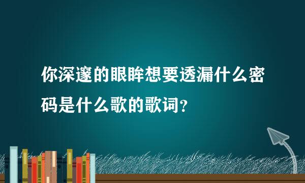 你深邃的眼眸想要透漏什么密码是什么歌的歌词？