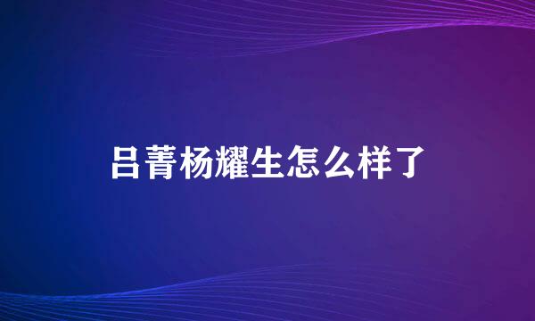 吕菁杨耀生怎么样了