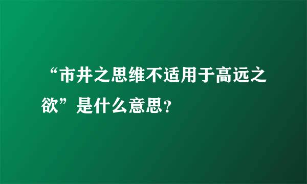 “市井之思维不适用于高远之欲”是什么意思？