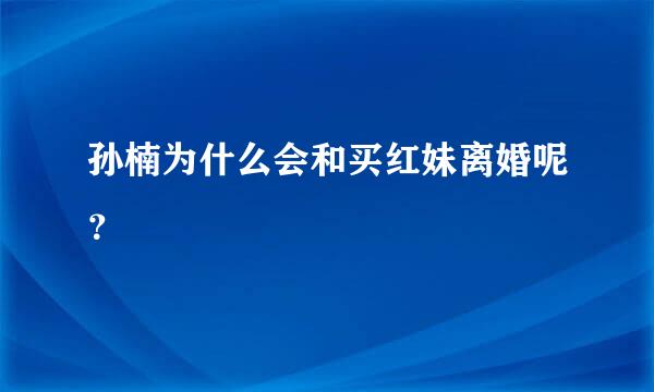 孙楠为什么会和买红妹离婚呢？