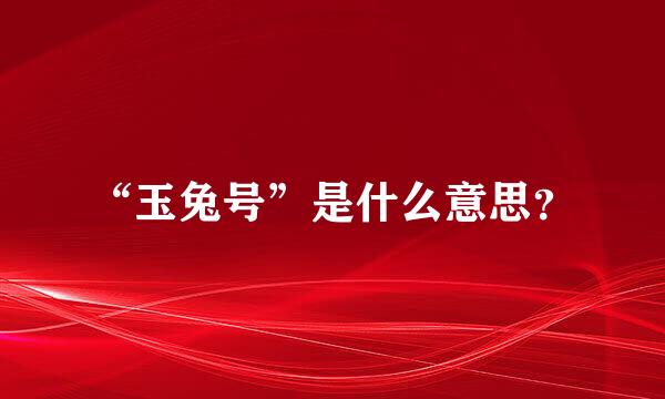 “玉兔号”是什么意思？