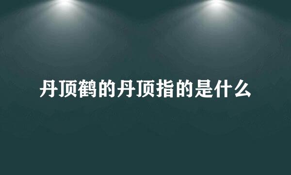 丹顶鹤的丹顶指的是什么