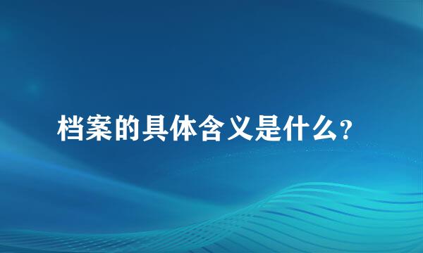 档案的具体含义是什么？