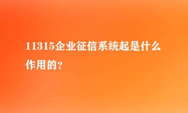 11315企业征信系统起是什么作用的？