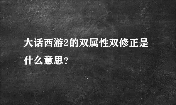 大话西游2的双属性双修正是什么意思？