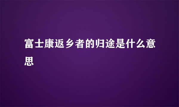 富士康返乡者的归途是什么意思