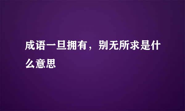 成语一旦拥有，别无所求是什么意思