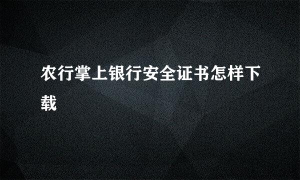 农行掌上银行安全证书怎样下载