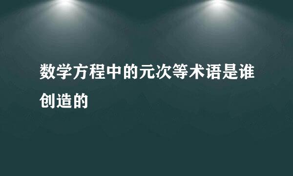 数学方程中的元次等术语是谁创造的