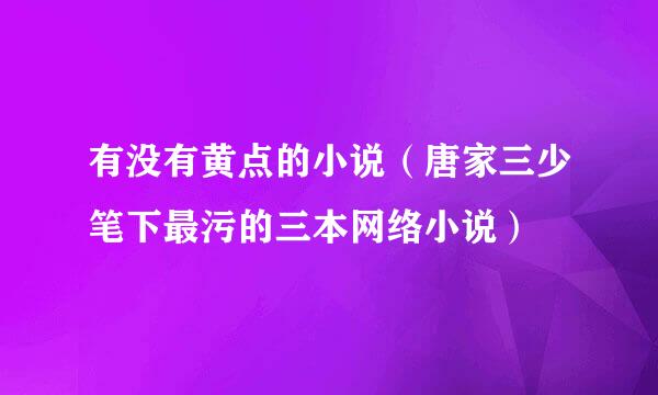 有没有黄点的小说（唐家三少笔下最污的三本网络小说）