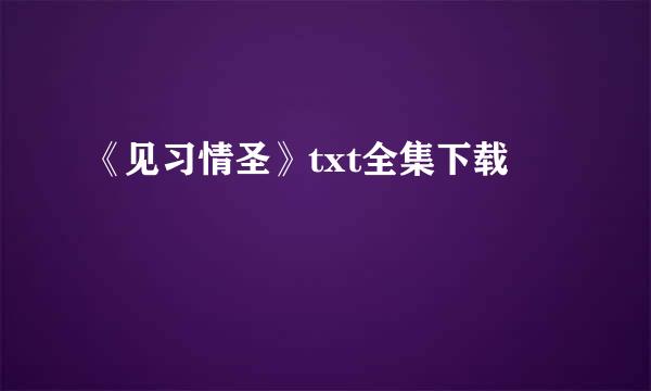 《见习情圣》txt全集下载