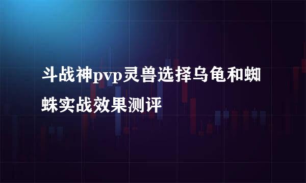 斗战神pvp灵兽选择乌龟和蜘蛛实战效果测评