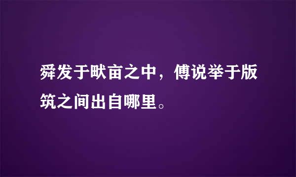 舜发于畎亩之中，傅说举于版筑之间出自哪里。