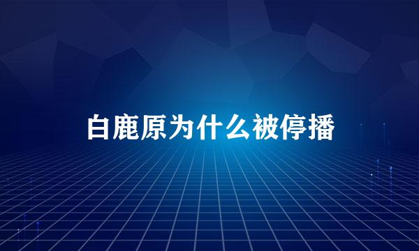 白鹿原为什么被停播