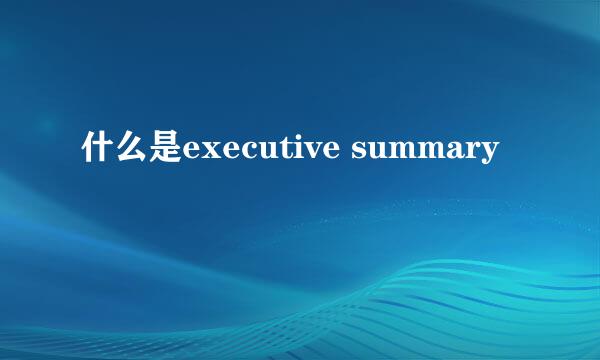 什么是executive summary