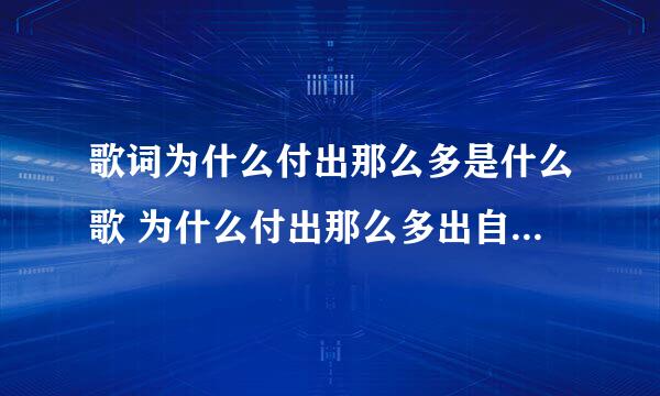 歌词为什么付出那么多是什么歌 为什么付出那么多出自哪首歌曲