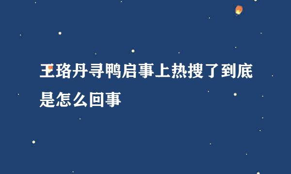 王珞丹寻鸭启事上热搜了到底是怎么回事