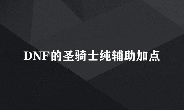 DNF的圣骑士纯辅助加点