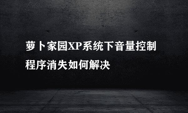 萝卜家园XP系统下音量控制程序消失如何解决