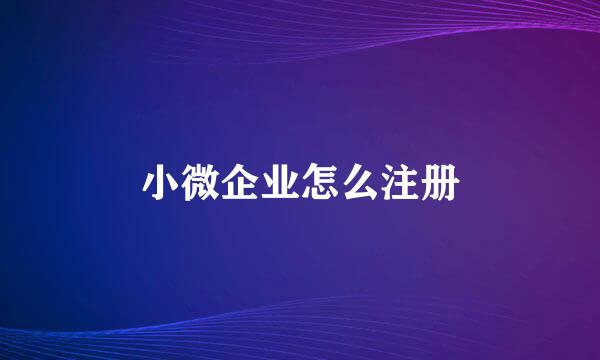 小微企业怎么注册