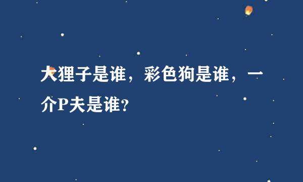 大狸子是谁，彩色狗是谁，一介P夫是谁？