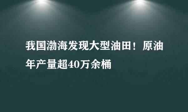 我国渤海发现大型油田！原油年产量超40万余桶