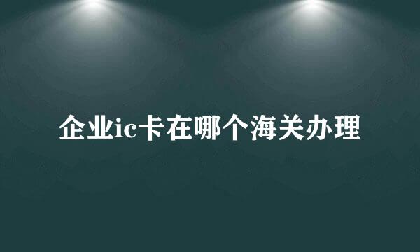 企业ic卡在哪个海关办理