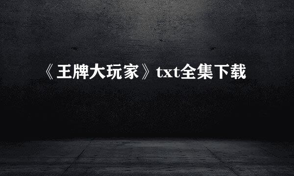 《王牌大玩家》txt全集下载