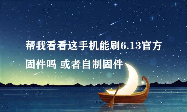 帮我看看这手机能刷6.13官方固件吗 或者自制固件