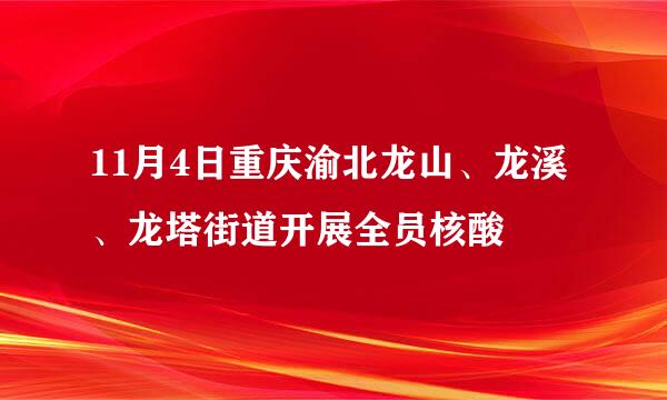 11月4日重庆渝北龙山、龙溪、龙塔街道开展全员核酸