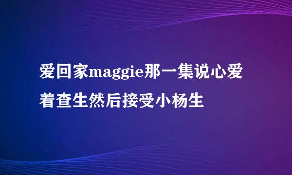 爱回家maggie那一集说心爱着查生然后接受小杨生